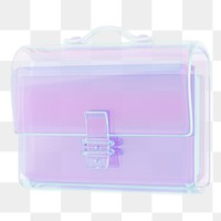 Holographic business briefcase png 3D element, transparent background