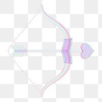 Holographic Cupid arrow bow png 3D element, transparent background