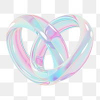 Iridescent  couple rings png 3D jewelry element, transparent background