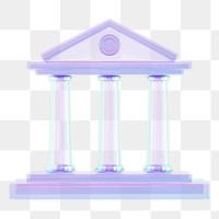 Holographic courthouse building png 3D architecture, transparent background