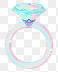 Holographic diamond ring png 3D jewelry, transparent background