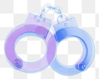 Iridescent handcuffs png 3D element, transparent background