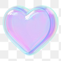 Aesthetic holographic heart png 3D element, transparent background