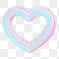 Aesthetic holographic heart png 3D element, transparent background