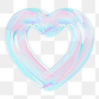 Aesthetic holographic heart png 3D element, transparent background