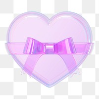 Iridescent heart box png, 3D Valentine's gift, transparent background