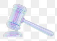 Holographic gavel png 3D element, transparent background