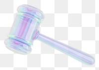 Holographic gavel png 3D element, transparent background