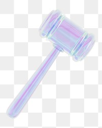 Holographic gavel png 3D element, transparent background