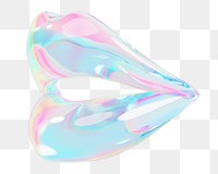 Iridescent woman's lips png 3D element, transparent background