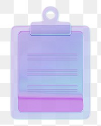 Iridescent clipboard paper png 3D, transparent background