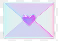 Iridescent love letter png, 3D Valentine's illustration, transparent background