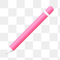 3D pink pencil png, transparent background