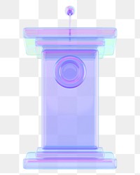 Iridescent speaker podium png 3D, transparent background