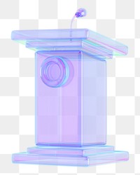 Iridescent speaker podium png 3D, transparent background