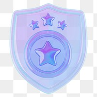 Iridescent police badge png 3D element, transparent background