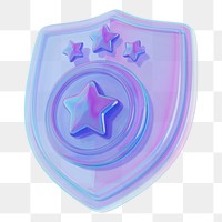 Iridescent police badge png 3D element, transparent background