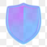 Iridescent shield png 3D element, transparent background