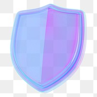 Iridescent shield png 3D element, transparent background