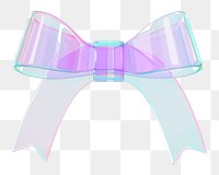 Holographic ribbon bow png 3D element, transparent background