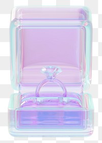 Holographic engagement ring box png 3D illustration, transparent background