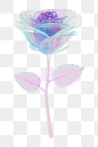 Glassy purple rose png flower, 3D illustration, transparent background