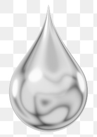 PNG 3D chrome droplet, element illustration, transparent background