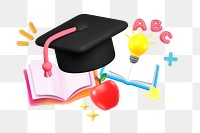 3D education png collage remix element, transparent background