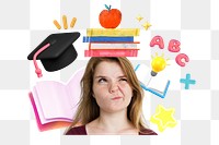 High school student png collage remix element, transparent background