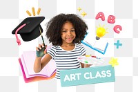 Art class png word element, 3d remix, transparent background