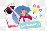 Edutainment png word element, 3d remix, transparent background