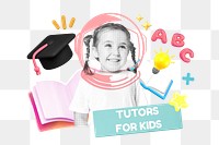 Tutors for kids png word element, 3d remix, transparent background