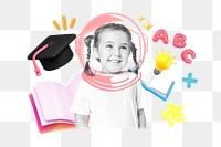 Little science student png collage remix element, transparent background