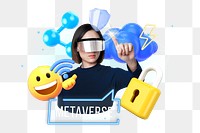 Metaverse technology png word element, 3D collage remix, transparent background