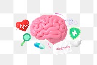 Diagnosis, healthcare png word element, 3D collage remix, transparent background