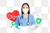 Medical nurse, healthcare png, 3D collage remix, transparent background