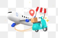 Air cargo logistics png, 3D collage remix, transparent background