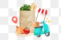 Supermarket delivery service png, 3D collage remix, transparent background