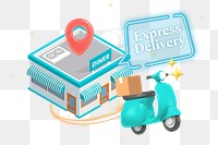 Express delivery png word element, 3D collage remix, transparent background