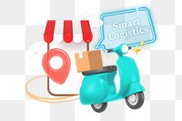 Smart logistics, delivery png word element, 3D collage remix, transparent background