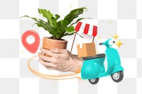 Retail delivery service png, 3D collage remix, transparent background