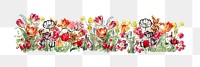 Exotic tulip flower png divider, colorful illustration, transparent background