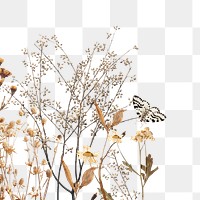 PNG Autumn flower collage element, transparent background