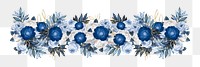 Blue peony flower png divider, Winter floral illustration, transparent background