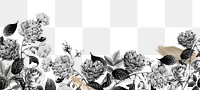 Black and white flower png border, transparent background