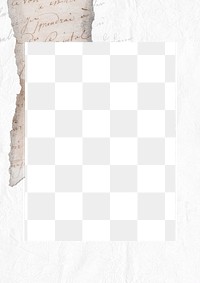 White vintage paper png frame, transparent design