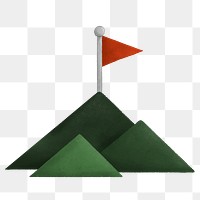 Mountain top flag png, goal illustration, transparent background