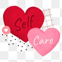 Self-care hearts  png sticker, transparent background