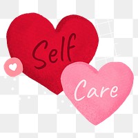 Self-care hearts  png sticker, transparent background