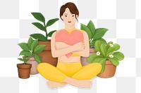 Woman plant lover png, hobby illustration, transparent background